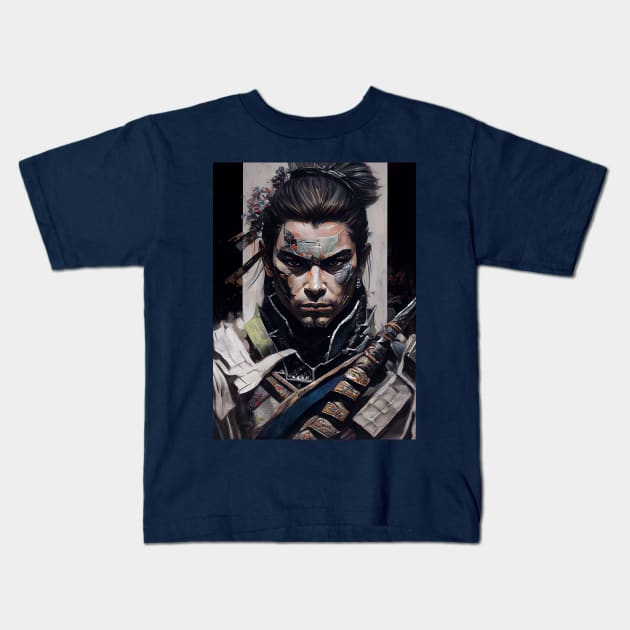 Gothic Samurai - Oil Paint Kids T-Shirt by ABART BY ALEXST 